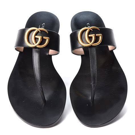 gucci thong sandals black